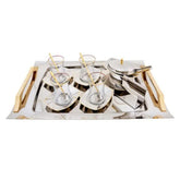 Karaca Duru Gold 41Pcs Steel Tea Set – 12Pcs Glasses + Tea Plates, 12Pcs Teaspoons, Tray + Sugar Bowl + LID, Tongs & Napkin Holder |  153.03.06.7218